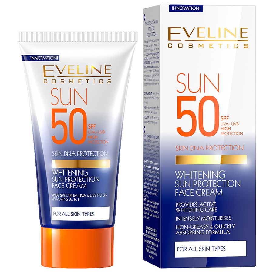 Eveline Cosmetics Whitening Sun Protection Face Cream, With Spf 50 & Skin Dna Protection 50ml